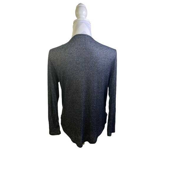 Everleigh Pullover Blouse Faux Wrap Medium Black Heather  Solid - Picture 3 of 8